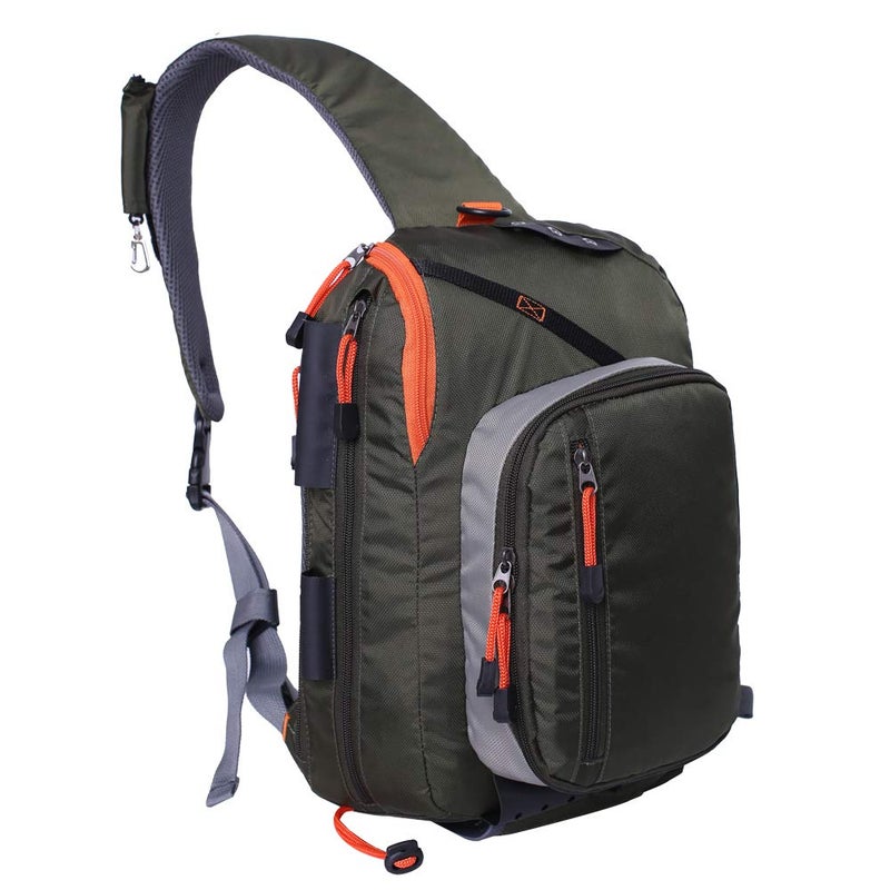 Kylebooker Fly Fishing Sling Packs Fishing Tackle Storage Shoulder Bag (Army Green) - Image 1